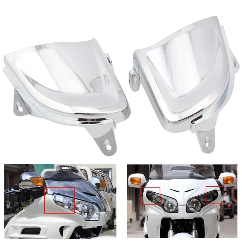 Мотоциклетные хромированные передние фары накладки украшения для Honda Goldwing Gold Wing Gl1800 2001-2011(упаковка 2