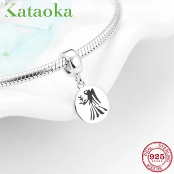 

Fashion Round shape Bead 925 Sterling Silver 12 Constellation Virgo beads Fit Original Pandora Charm Bracelet Jewelry making