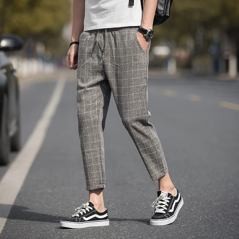 Casual Ankle-Length Plaid Pants Men Trousers Streetwear Jogger Pants Men Sweatpants Slim Fit Men Pants 2020 New Casual Ankle-Length Plaid Pants Men Trousers Streetwear Jogger Pants Men Sweatpants Slim Fit Men Pants 2020 New