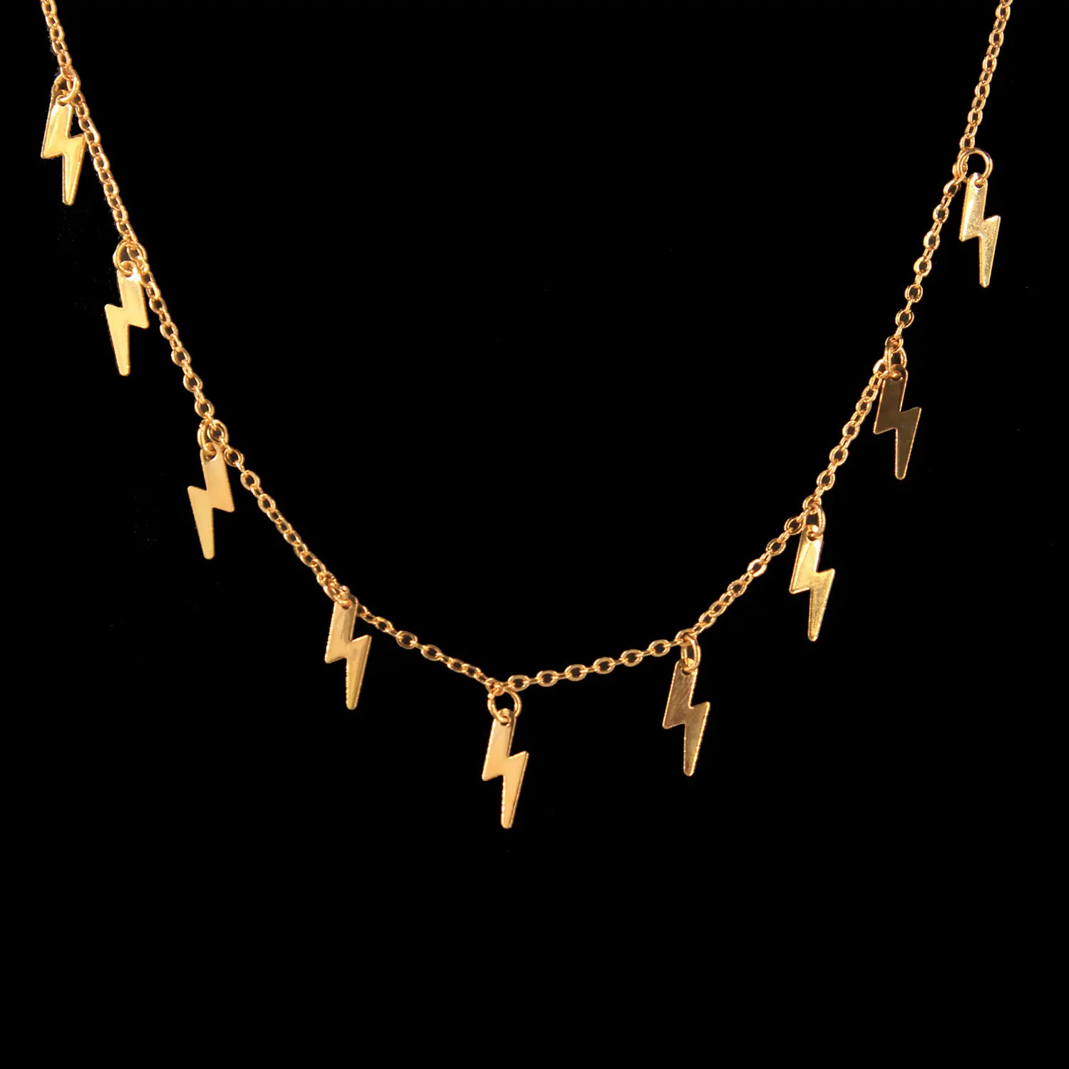 New Fashion Lightning Shape Gold Silver Color Pendant Necklace for Women Girl Jewelry Boho Classic Statement Choker Necklace