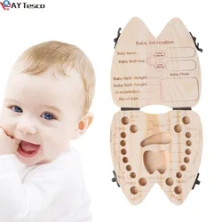 Baby Tooth Box Wooden Milk Teeth Organizer Storage Boys Girls Save Souvenir Case
