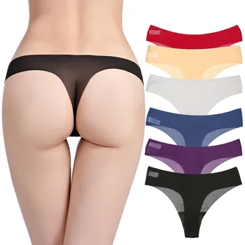 

women's Gauze thong seemless Solid Ultra-Thin lady's panties Sexy Solid Color Low-Rise sexy briefs G-string ice silk