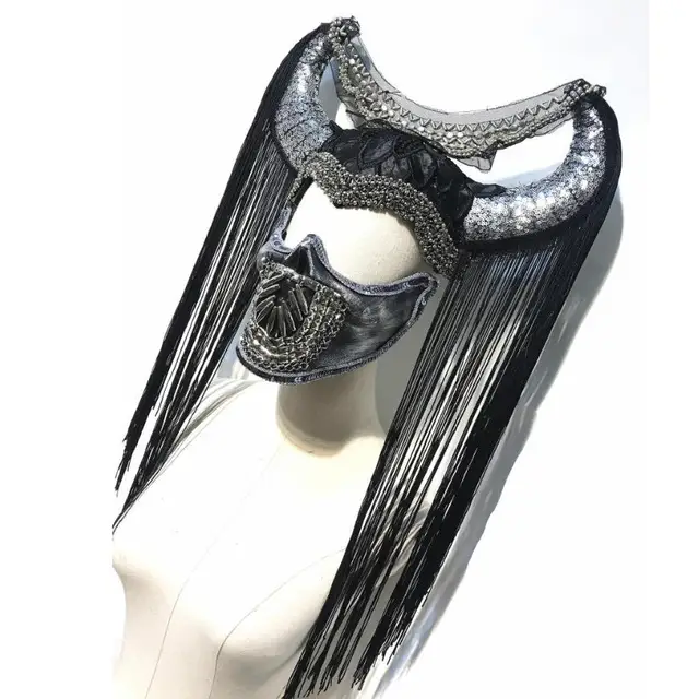 US $32.50  Aboriginal sheepshead Halloween ox horn headpiece novelty horns cosplay with mask