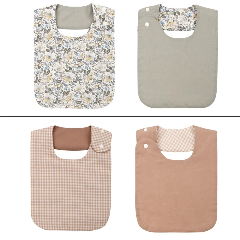 Bavoir double face à fleurs vintage pour nouveau-né,serviette de table en coton et lin imperméable pour enfant garçon et fille, tablier pour le repas du bébé, idée cadeau de baby shower,