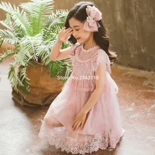 Летнее платье для девочек с цветочной вышивкой; Vestidos; детское кружевное Сетчатое платье принцессы для девочек; Одежда для девочек-подростков; 6, 8, 10, 12