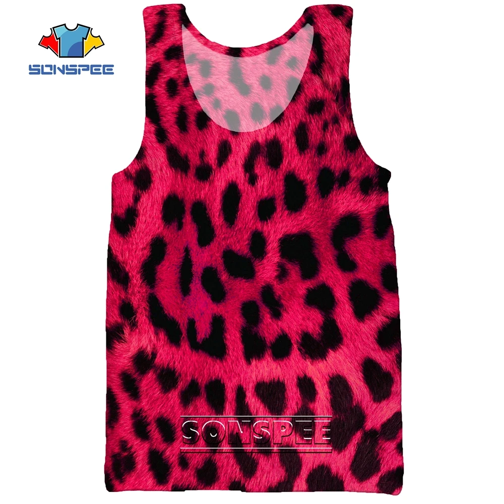 SONSPEE Leopard Animal Hunting 3D Print Men's Tank Tops Casual Fitness Bodybuilding Gym Muscle Funny Men Sleeveless Vest Shirt