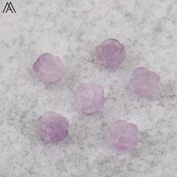 

10mm Women Natural Stone Carved Roses Flower Beads For Earrings Making,Amethysts Quartz Earrings Beads,Crystal Beads For Women