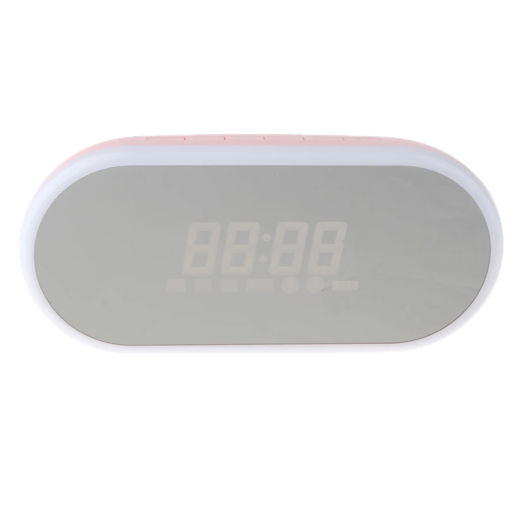 

Wireless Plastic Portable Bluetooth Speaker Alarm Clock Mirror LED Screen with FM Radio Supports TF Card/AUX-in/USB Charging