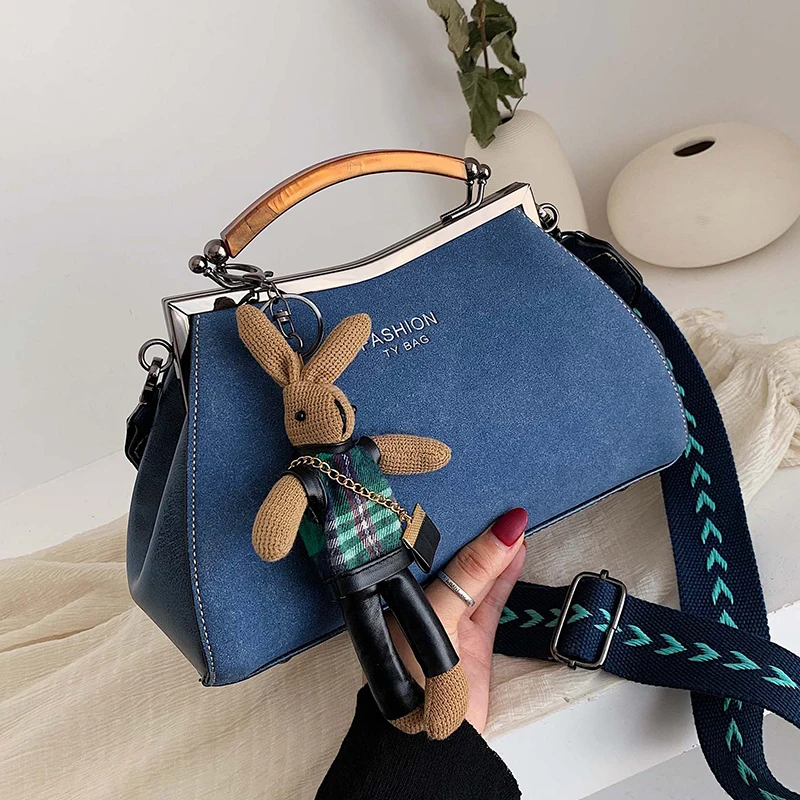 Retro Matte Autumn and Winter Women's Bag New Wave Fashion Wild Messenger Bag Wide Shoulder Strap Bag gg