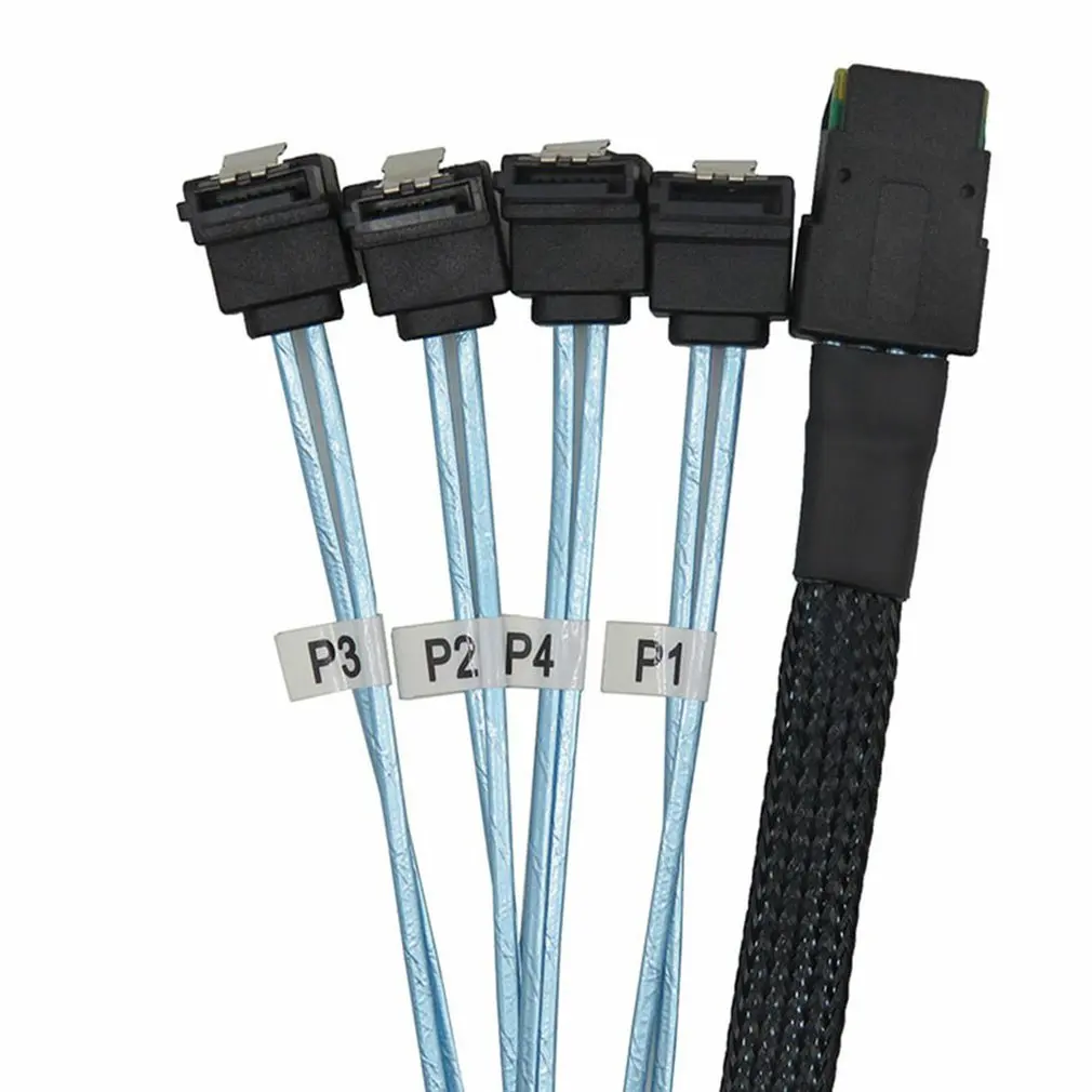 

NEW 1 to 4 SAS / SATA cables MINI SAS 36P SFF 8087 to SATA3 7PINS 90 Degree 50cm/100cm Length Cable Adapter
