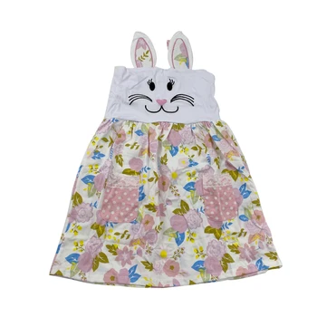 

Colorful cute girls dress with embroidery design rabbit pattern dresses