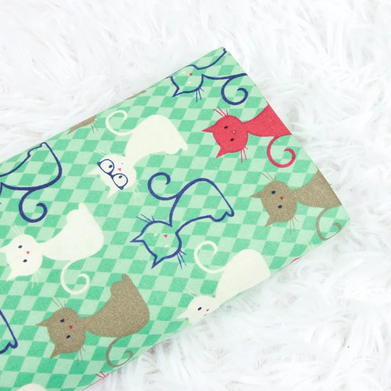 Полметра простой хлопок ткань с животным принтом кота ручной работы DIY одежды платье Детская ткань хлопок CR-285