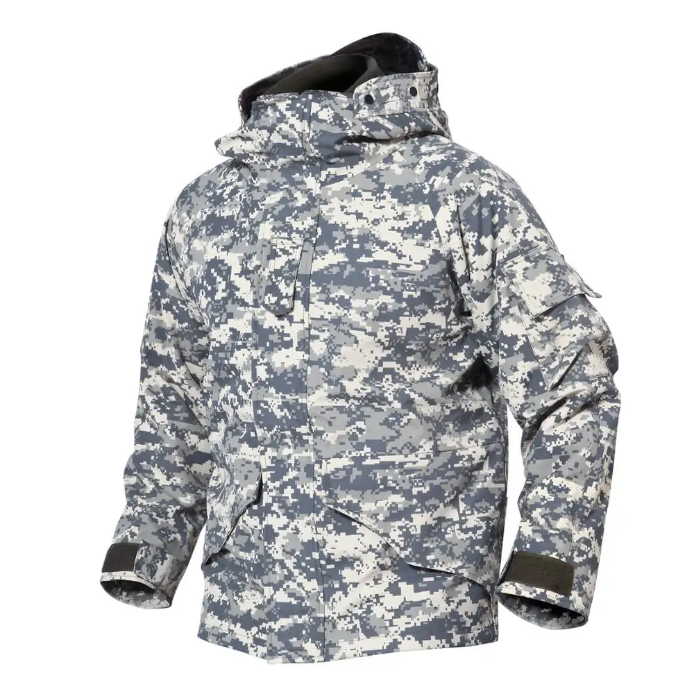Флисовая теплая камуфляжная тактическая ветровка для мужчин, уличная походная куртка, утолщенная зимняя ветрозащитная армейская куртка, XXXL - Цвет: ACU