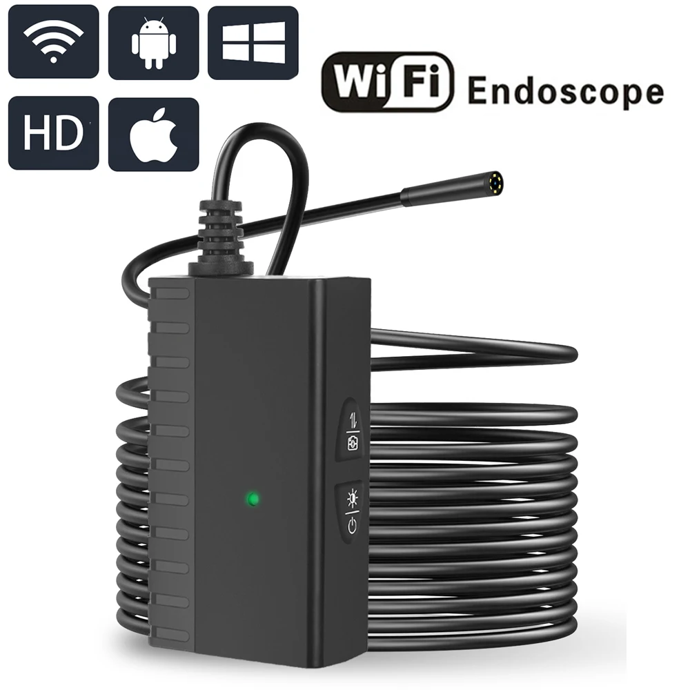 Cámara endoscópica con WIFI, boroscopio de inspección de 5,5mm, HD1200P, 5.0mp, USB, impermeable, para IOS, android, Iphone