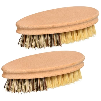 

Hard and Soft Bristle Vegetable Scrub Brush , Natural Wooden Kitchen Veggie and Fruit Cleaning Scrubber Set for Washing