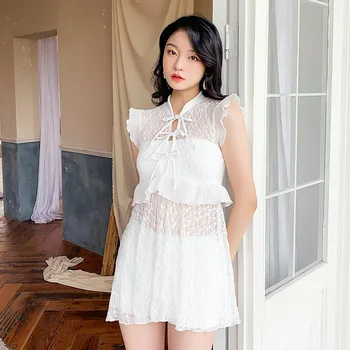 

Swimsuit Female Sports Sexy Swimwear Women Women's Suit One Piece One-Piece Suits 2020 New Lace System Buckle Cardigan Two Hot