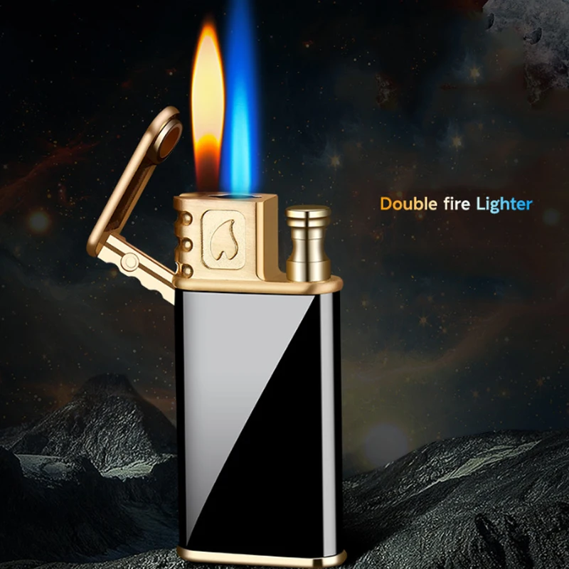 Dropshipping Fornecedores Creative Double-Fire Model Lighter Classic Fashionable Outdoor Fire Starter Blue Flame Ensendedores | Дом и сад