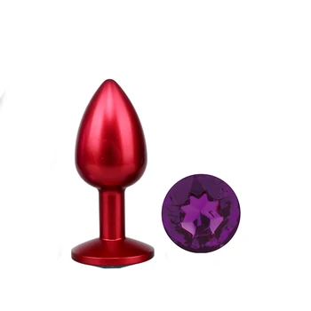 Purple diamond red metal anal plug