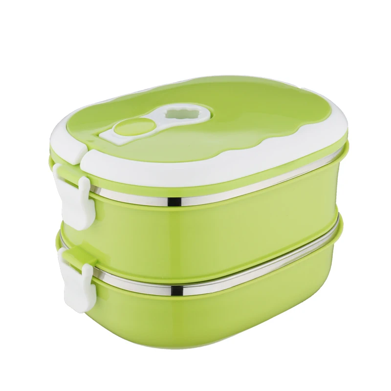 

Stainless Steel Insulated Lunch Box Double Layer Bento Food Container W/ Handles Lunch Box Green/Blue For Home Diy Tools Parts