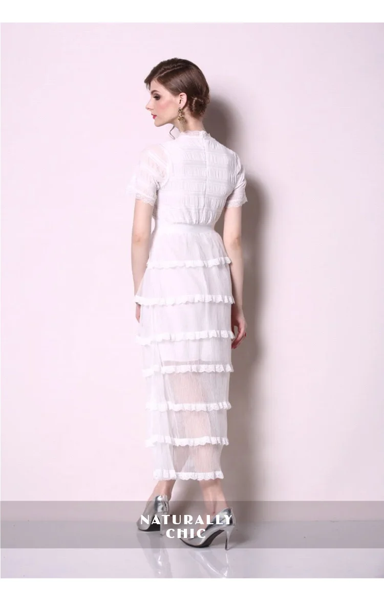 Летнее белое кружевное праздничное платье с высокой талией Vestidos Verano лакированная ширма, пляжные женские платья Kleider Damen K6709