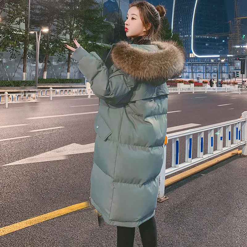 Winter Jacket Women 2021 Loose Cotton-padded Women's Mid-length Thickened Down Coats Korean Over-the-knee | Женская одежда