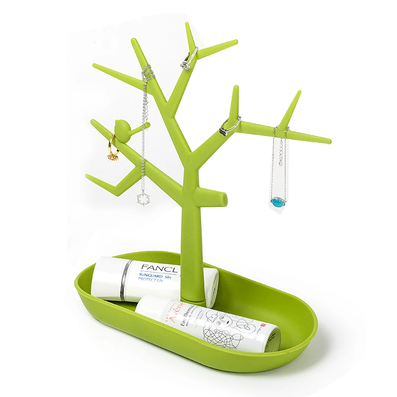 

2020 New Arrivals Fashion Cosmetic Display Organizer Rack 2 Colors Plastic Bird Tree Jewelry Storage Holder Stand Tray