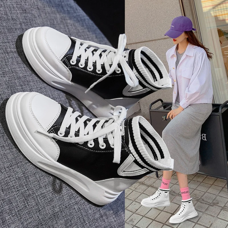 

Ladies Casual Shoes High Top Breathable Comfortable Outdoor Hard-Wearing Thick Bottom Sneakers Non-Slip Walking Shoes