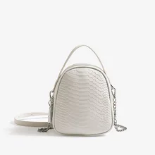  Woman's The First Layer Cowhide Small Round Casual Shoulder Messenger Bag Female Bag Crocodile Pattern Mobile Phone Bag Shipping 