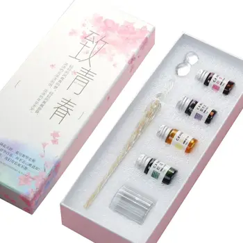 

7PCS/SET Handmade Venus Glass Pen Dip Writing Ink Signature Pens Set for School Stationery Decoration Gifts Art Supplies