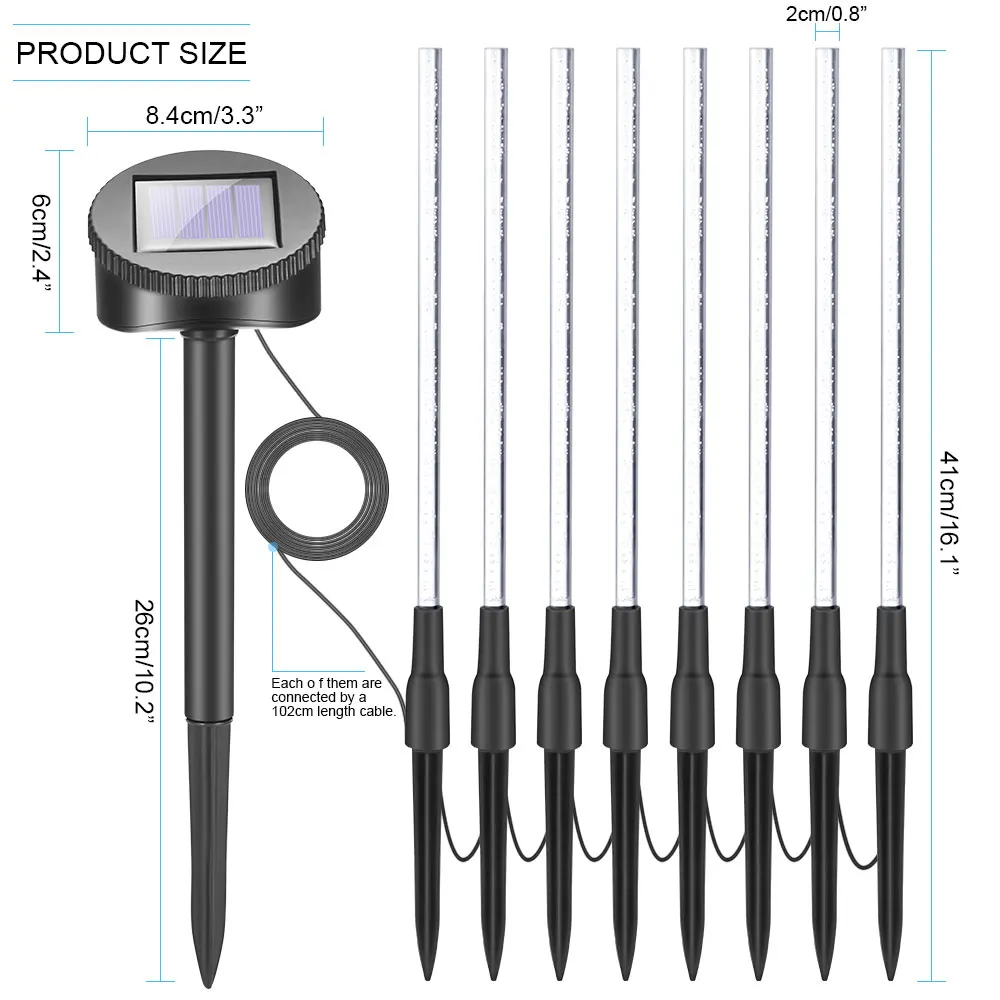 8 шт. Ламповый Солнечный светильник для сада Открытый Солнечный цвет меняющие огни рампы 3 режима для сада патио задний путь