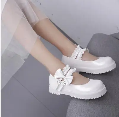 Белый Женская обувь в стиле Лолиты; коллекция года; сезон лето; harajuku; kawaii; обувь в Корейском стиле; модная Милая обувь для маскарада с бантом; женская обувь для косплея - Цвет: Белый