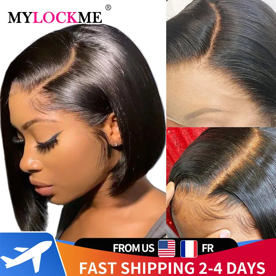 13x4/4x4 Bob Lace Front Human Hair Wigs 8-18 Inch Short Lace Closure Brazilian Straight Remy Lace Front Wigs For Women MYLOCKME