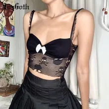 Best Offers InsGoth Goth Sexy Lace Bodycon Black Camis Vintage Harajuku Spaghetti Strap Camisole Streetwear Backless See Through Crop Top Best Offers InsGoth Goth Sexy Lace Bodycon Black Camis Vintage Harajuku Spaghetti Strap Camisole Streetwear Backless See Through Crop Top