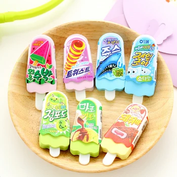 

1pc kawaii eraser ice cream eraser escolar goma de borrar rubber for kids school supplie