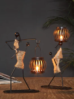 

Creative Iron Candlestick Metal Candle Holders Nordic Candlestick Retro Table Arrangement Centro De Mesa Ornaments Decor FC231