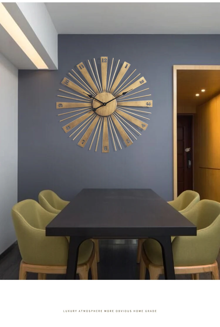 Большие металлические настенные часы современный дизайн для гостиной европейские подвесные часы Золотая железная художественная стена часы домашний Декор 70 см