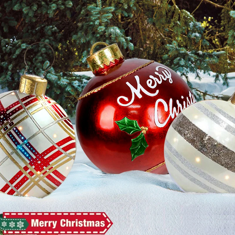 60cm Christmas Balls Decorations for Home Outdoor Gift Giant PVC Inflatable Toys Xmas Courtyard |