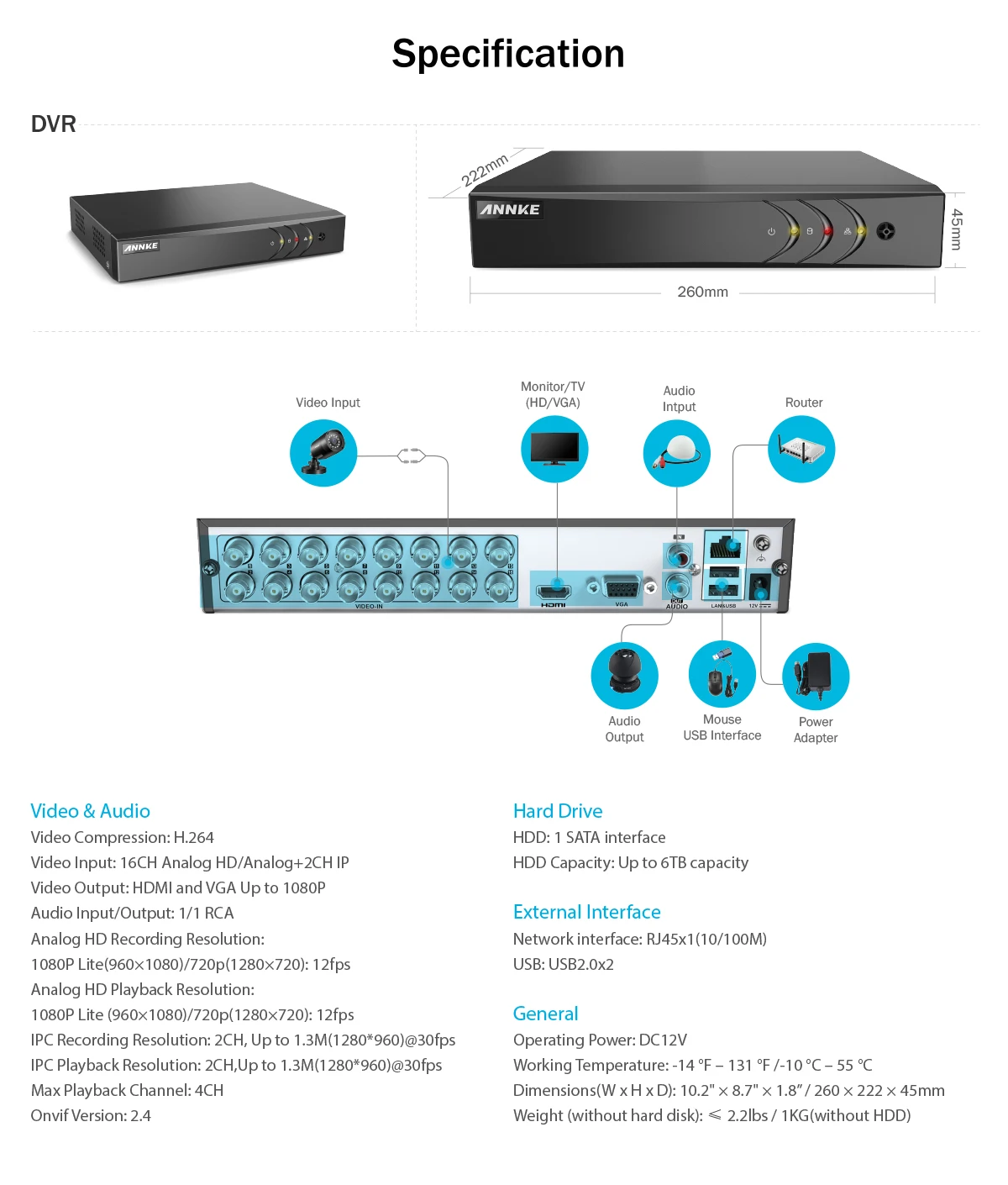 ANNKE 1080P H.264+ 16CH CCTV камеры DVR системы 16 шт. IP66 водонепроницаемый 2.0MP пуля камера s домашний видео комплект системы видеонаблюдения