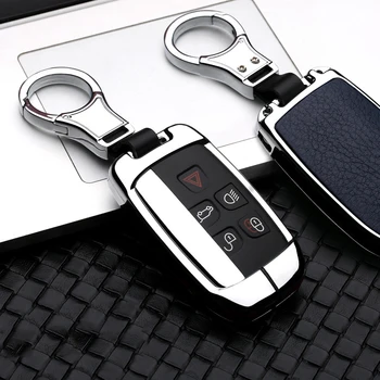 

1pc Key Case Cover For Land Rover Range Rover Sport Evoque Freelander 2 Jaguar XF XJ Leather + Aluminum Alloy Parts