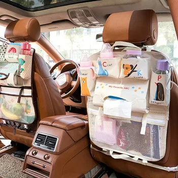 

Thicken Cartoon Car Storage Bag Seat Back Hanging Bags Multifunction Pocket Food Paper Towels Organizer Foldable Car Accessories