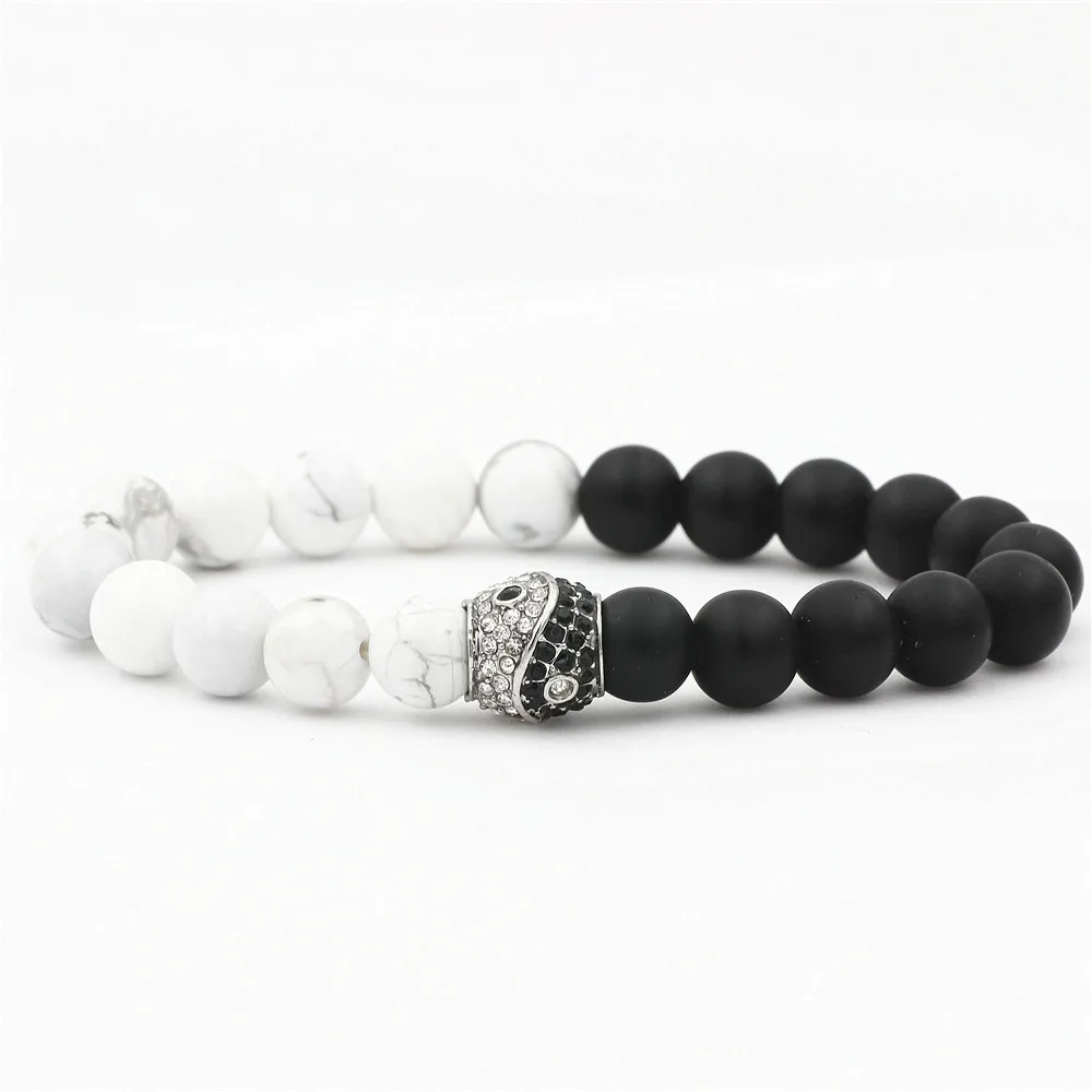 Yin Yang Beads Bracelet Natural Stone Strand Yoga Charm Bracelets