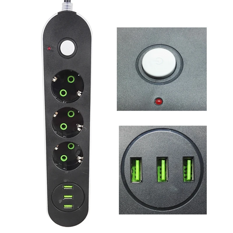 Умный USB Мощность розеток 3 розетки Порты и разъёмы Зарядное устройство шнур
