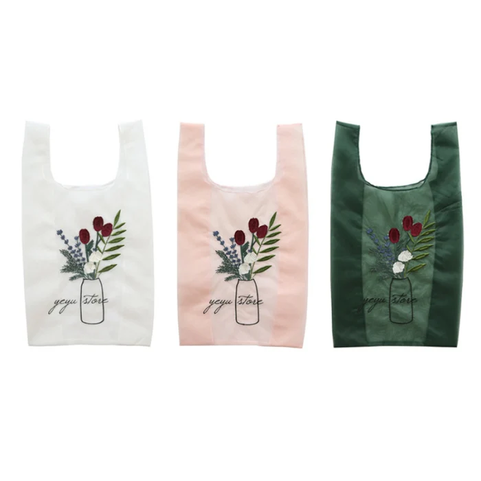 Женская сетчатая сумочка с цветочной вышивкой, Портативная сумка для покупок, для путешествий, на открытом воздухе, J9