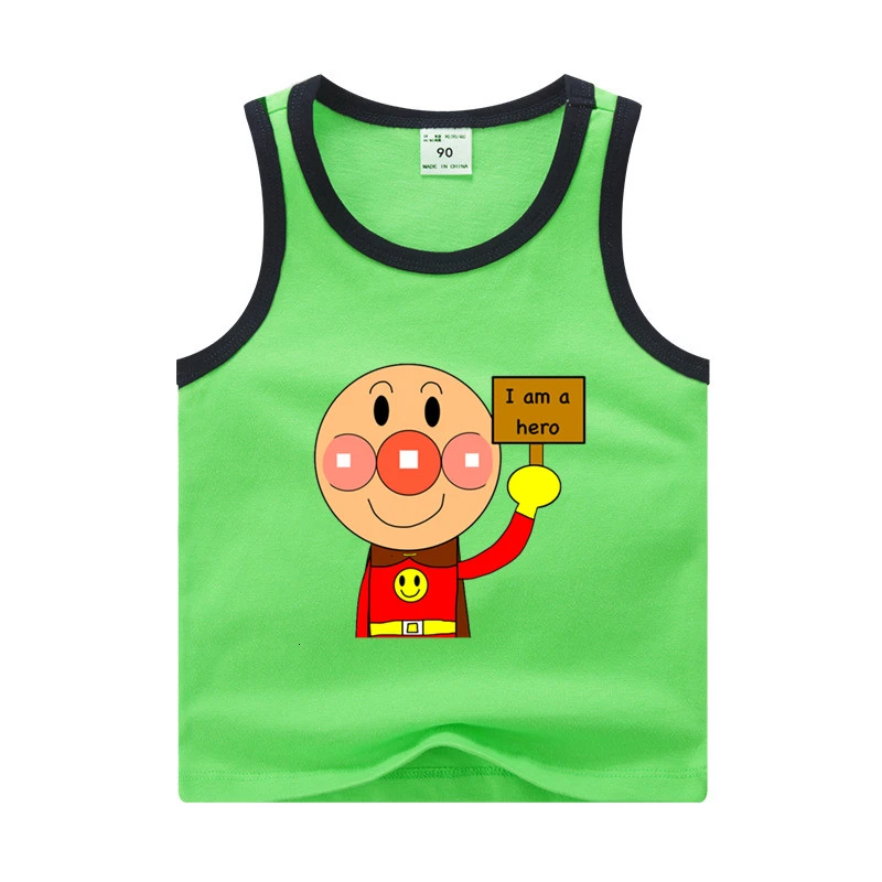 Anpanman/аниме, От 2 до 11 лет, футболка смешного цвета для мальчиков и девочек, детские летние топы с круглым вырезом, Детская футболка с рисунком, жилет для малышей