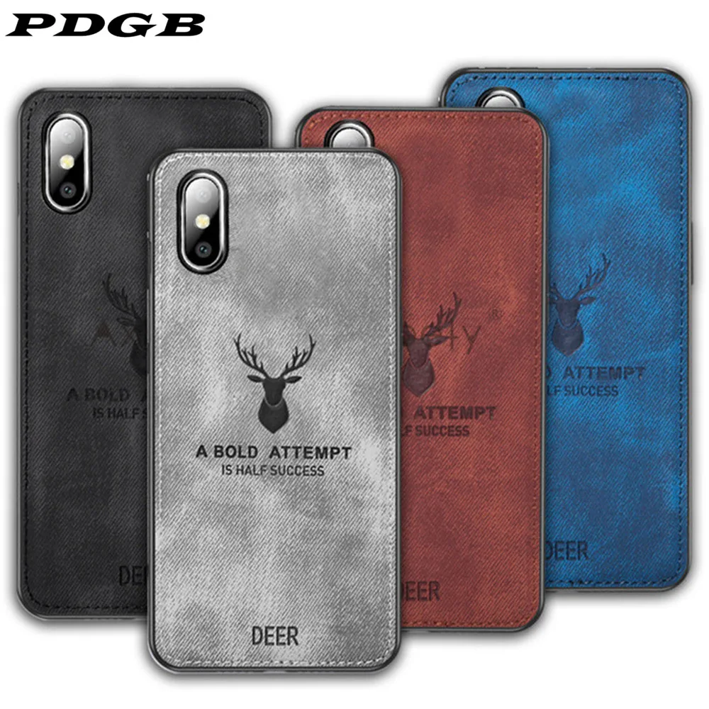 

PDGB Rugged TPU Case For OPPO A3S A5S A7 A9 F11 A11X Reno 2 Z F Realme X XT Q X2 Ace 3 5 Pro Cloth Pattern Cover Elk Deer Shell