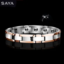 8mm/10mm Width Rose Gold Plating Tungsten Carbide Bracelet With Magnetic Stone, Free Shipping, Customized