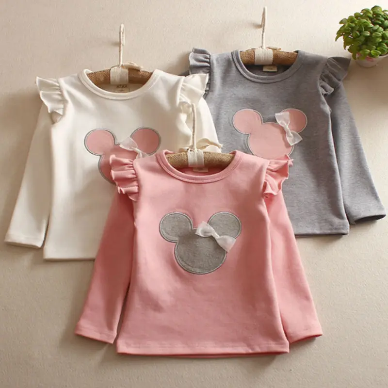 Girls Long Sleeve Children's T-shirt Bottom-shirt Children's Autumn Cartoon Embroidered Cotton T-shirt