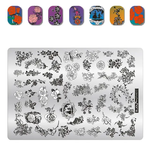 Big Size 9.5*14.5cm Nail Stamping Plates Flower/geometric shaped nail art template for DIY nail art decoration plate tools PLUS3