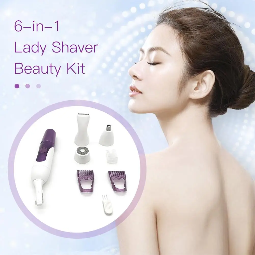 Lady Shaver Beauty Kit 6-in-1 Scraper Lady Shaving Cutter Multi-function Hair Clipper Beauty Tools Set Kit Stainless Steel Blade