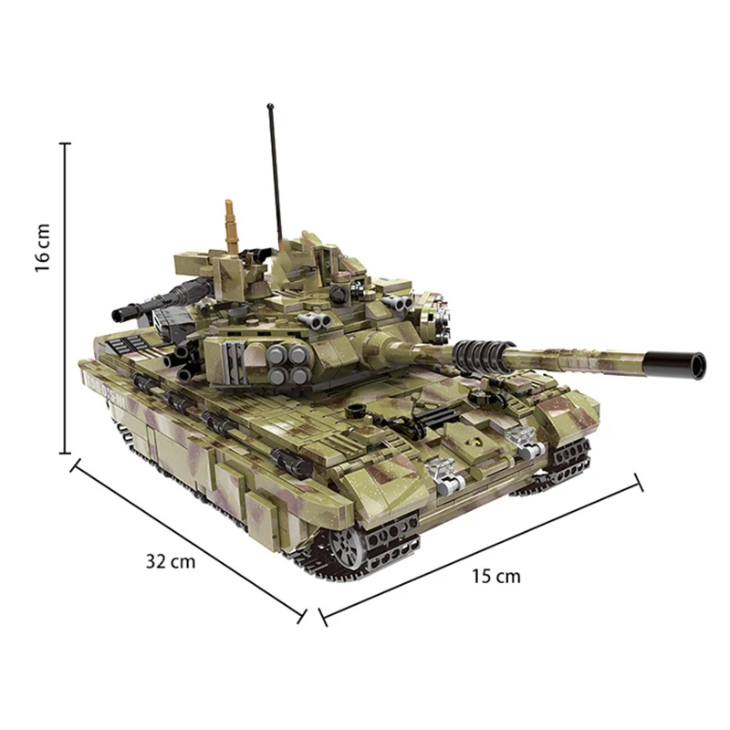 Военные русские танковые строительные блоки T90 Army Panzer Tiger Technic WW2 Weapon City